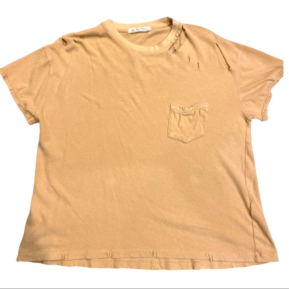 {Free People} Distressed Oversized Tee